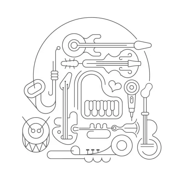 Vector illustration of Musical Design Doodle Style