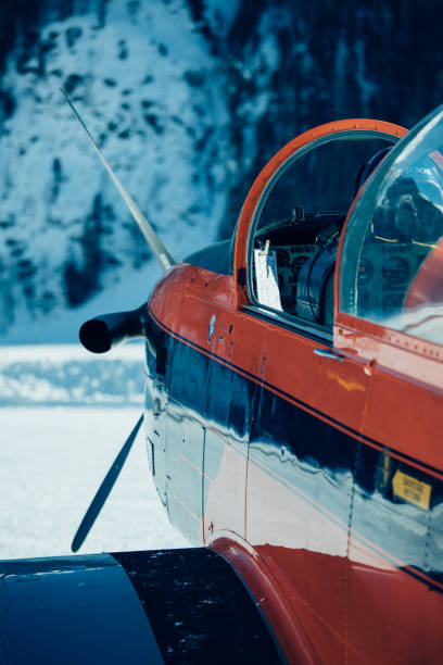istock Orange Aerobatics Plane in the snow 1196828377