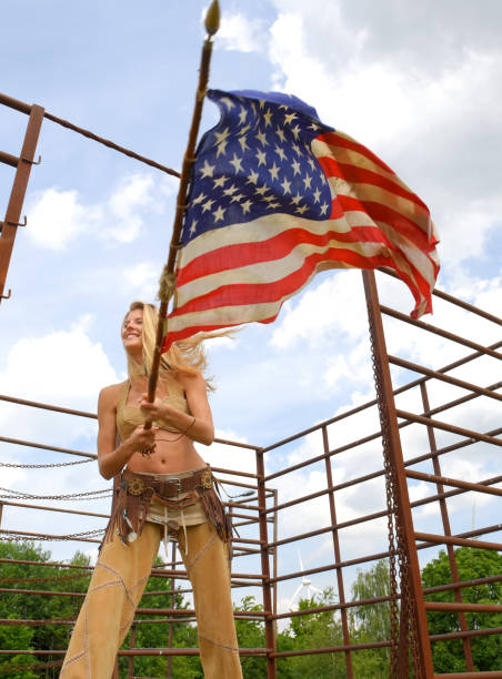 istock Flag Flying American  Girl 1196830856