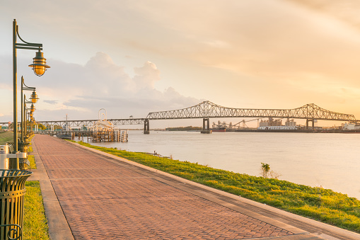 Walking path along the Mississippi River in Baton Rouge, Louisiana