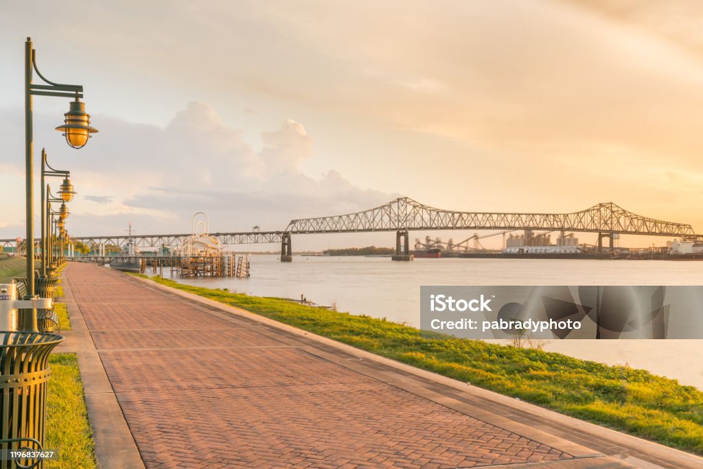 Baton Rouge, Louisiana Riverfront Walking path along the Mississippi River in Baton Rouge, Louisiana Baton Rouge Stock Photo