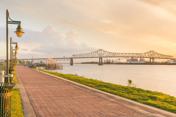 Baton Rouge, Louisiana Riverfront Walking path along the Mississippi River in Baton Rouge, Louisiana mississippi river stock pictures, royalty-free photos & images