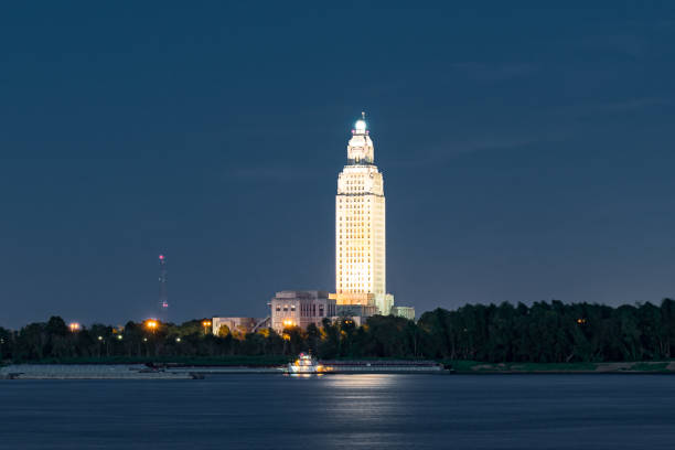 istock Louisiana State Capitol Building at Night 1196838379