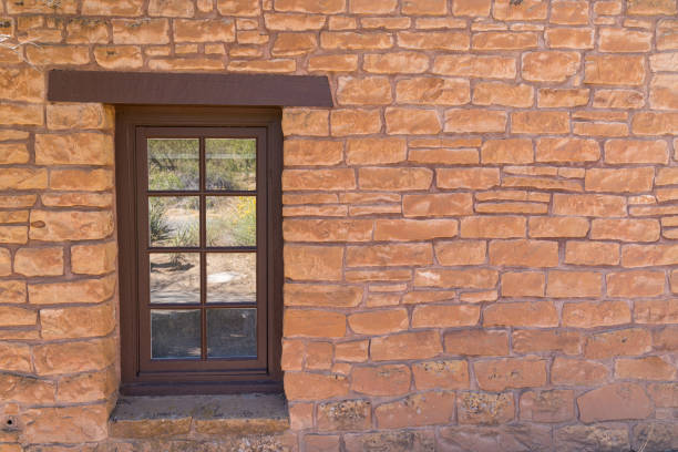 Old Southwestern Brown Stone Wall and Window