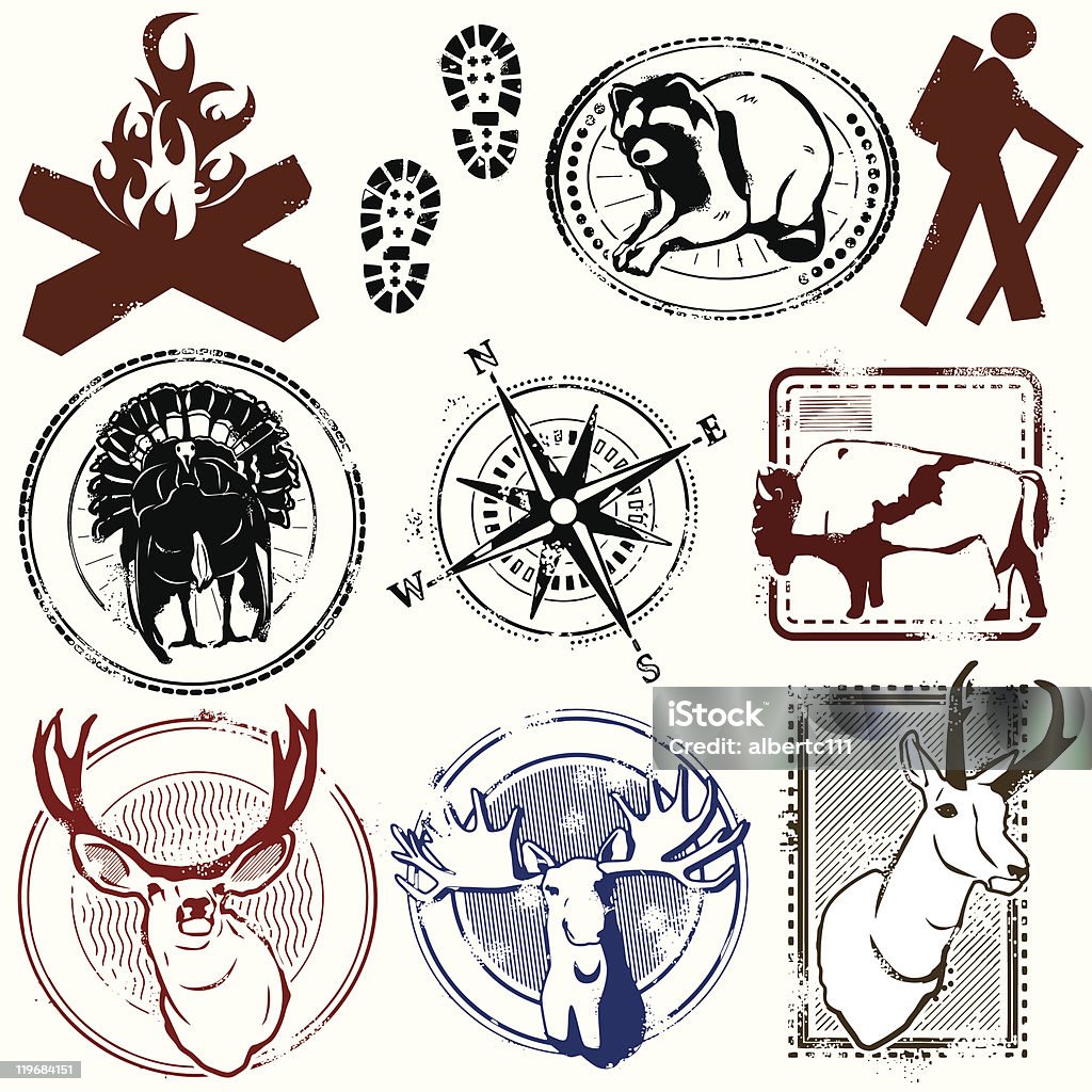 Américain VIntage Camping Image Collection - clipart vectoriel de Type de chasse libre de droits