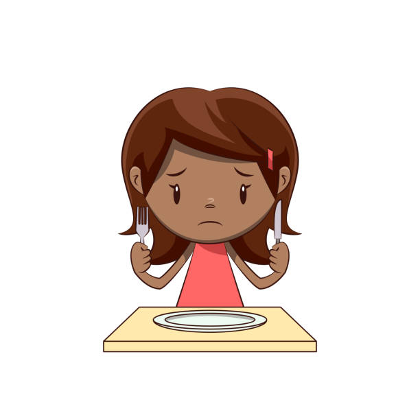 Hungry Sad Little Girl Stock Illustration - Download Image Now - Child,  Holding, Meal - iStock