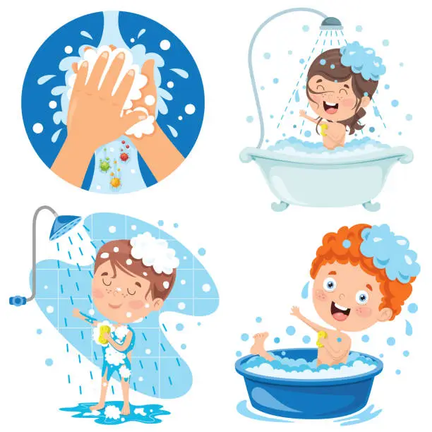 Vector illustration of Collection Of Illustrations For Kids Personal Care