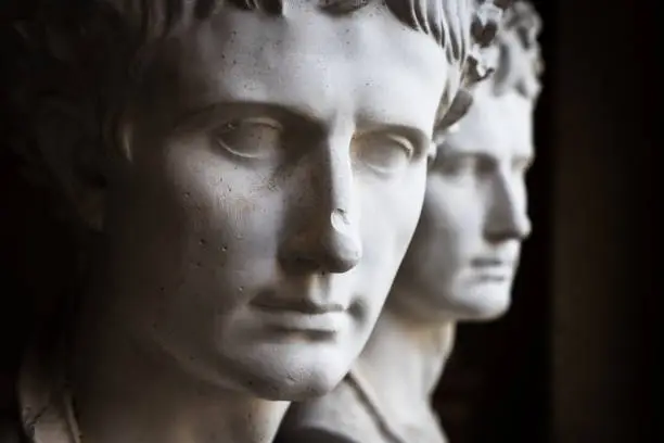 Bust of a roman emperor or important citizen, plaster reproduction.