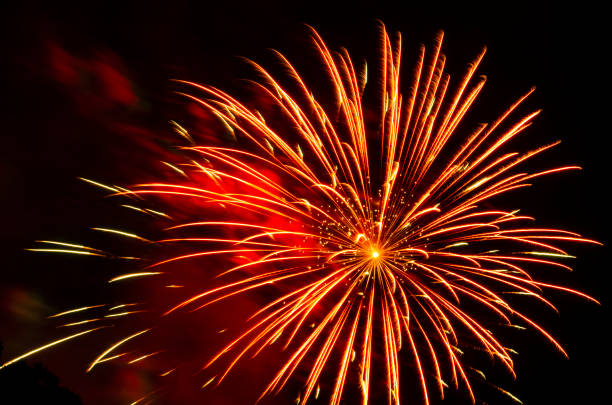 istock vibrant red fireworks against black sky 1196862899