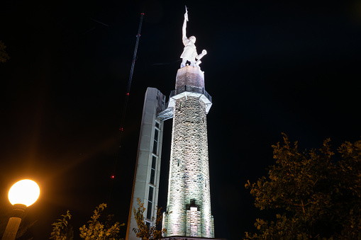 Birmingham, AL - October 7, 2019: Historic 56 Foot Tall Vulcan Statue and observation tower at Night