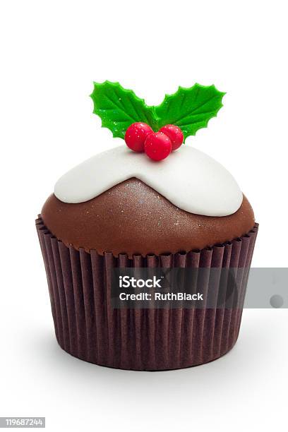 Christmas Cupcake Stock Photo - Download Image Now - Cupcake, Christmas, Cut Out
