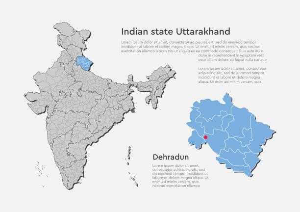 Bản Đồ Quốc Gia Ấn Độ Và Mẫu Uttarakhand Của Tiểu Bang Hình minh họa Sẵn có - Tải xuống Hình ảnh Ngay bây giờ - iStock