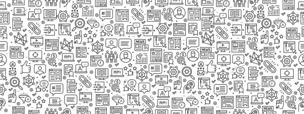 Vector illustration of Seamless Pattern with Social Media Marketing Icons