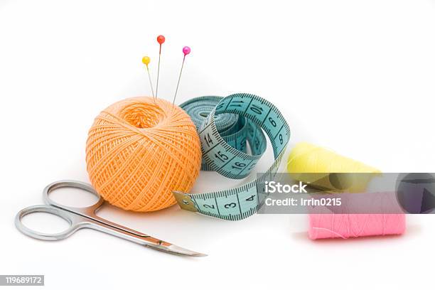 Sewing Accessories Stock Photo - Download Image Now - Blue, Color Image, Cotton