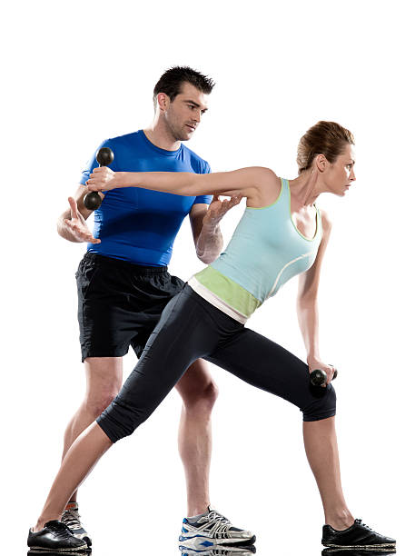 istock couple Workout Posture weight training man woman 119689530