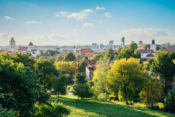 Vilnius old town and park panorama view in Lithuania