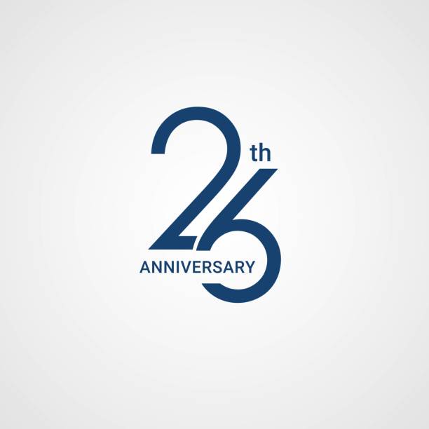 26 Years Anniversary emblem template design 26 Years Anniversary emblem template design with dark blue number style number 26 stock illustrations