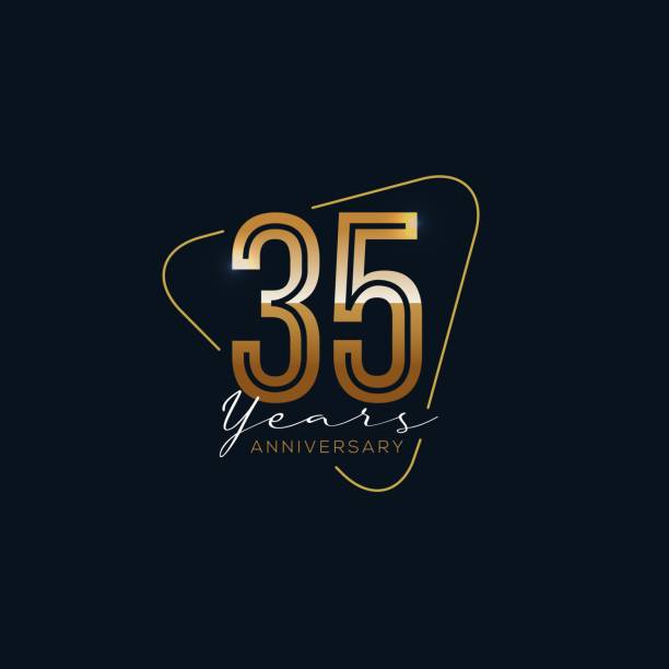 35 Years Anniversary badge with gold style 35 Years Anniversary badge with gold style Vector Illustration number 35 stock illustrations