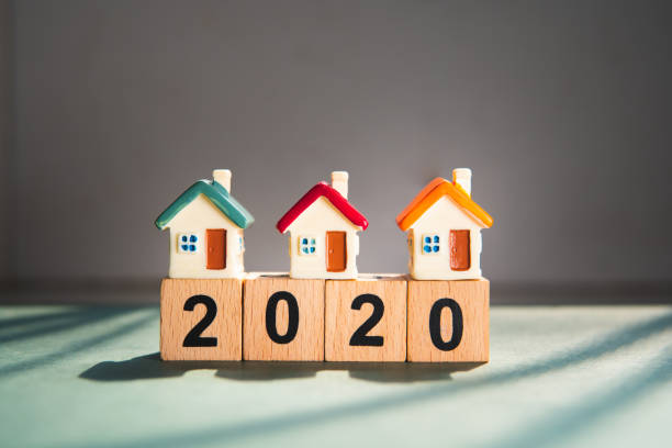 istock Miniature colorful house on year 2020 1196907723