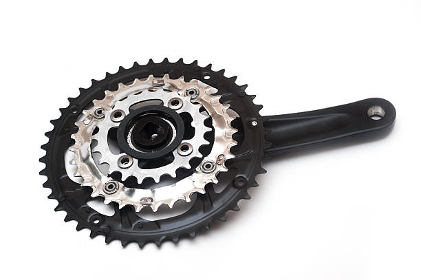 istock Bicycle crank set with chain rings isolated 119691134