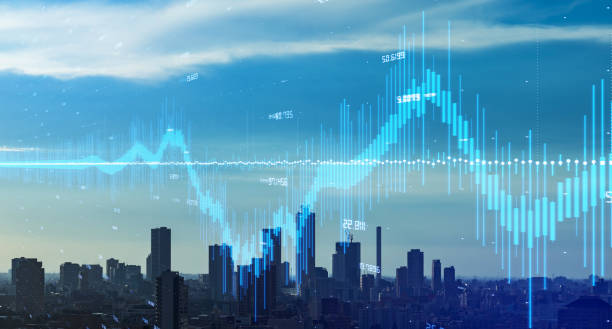 Modern city and financial technology concept. Fintech.