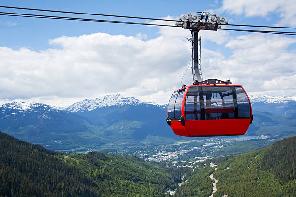 aerial tram in whistler peak, kanada - whistler britisch kolumbien stock-fotos und bilder