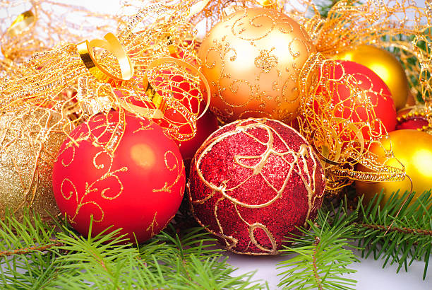 istock christmas gold and pink with pine branch 119692242