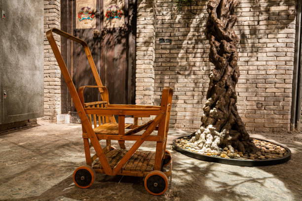 istock Baby stroller made of bamboo，Bamboo cradle 1196924882