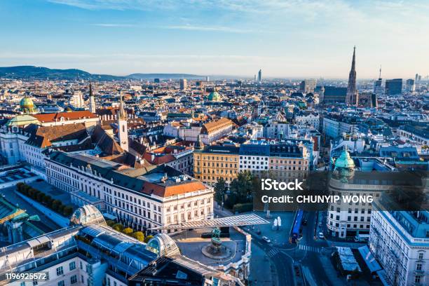 View Of Vienna In The Sunrise Austria Stock Photo - Download Image Now - Vienna - Austria, Urban Skyline, Aerial View