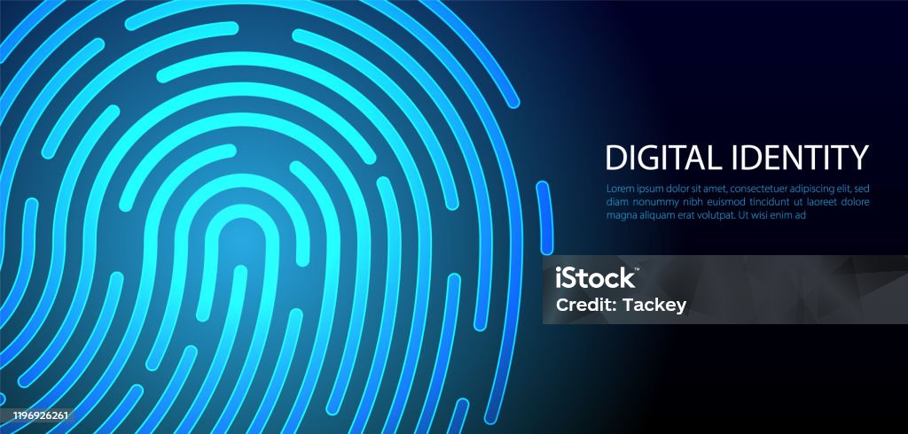 Digital Identification Background Digital Identity Virtualization On Dark Background Stock Illustration ...