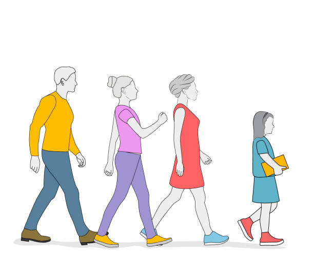 man, women and baby are walking. crowd of people. people go to the goal. vector illustration. man, women and baby are walking. crowd of people. people go to the goal. vector illustration. silhouette mother child crowd stock illustrations