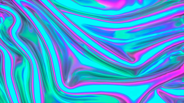 istock Shiny fabric texture iridescent holographic color background 1196940586