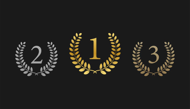 istock Gold, Silver, Bronze - First, Second and Third Places. Award laurel. Vector stock illustration 1196940790