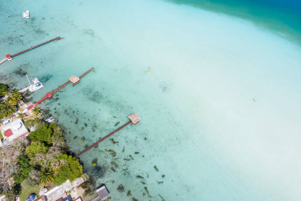 istock Drone view of Bacalar laguna in Mexico 1196941482