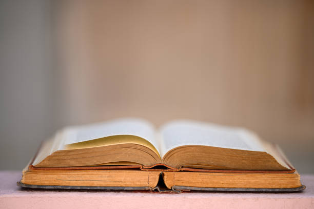 istock Two old books stacked with blurred bokeh background 1196944929