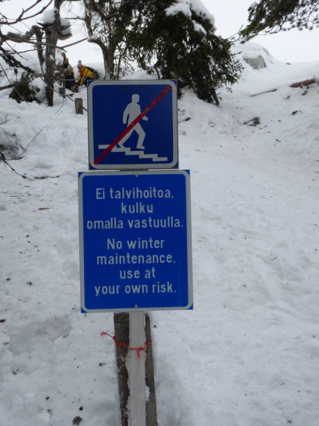 istock Winter maintenance sign in Finland. 1196946010