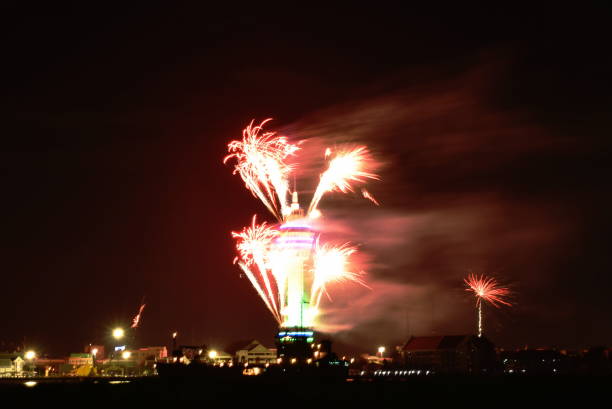 istock new year fireworks on Samut Prakan city town skyscraper 1196947697