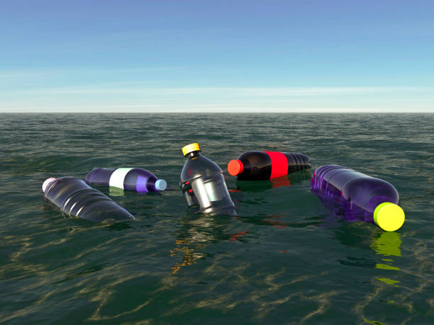 istock Polluted sea, garbage and plastic bottles floating in the sea 1196964732