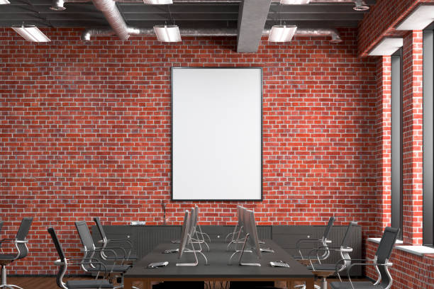 istock Blank poster mock up on the wall in office interior 1196966509