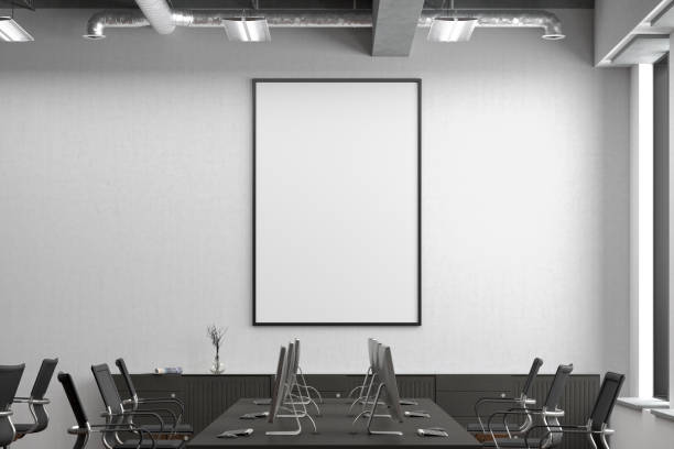 istock Blank poster mock up on the wall in office interior 1196966519