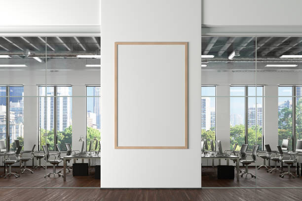 istock Blank poster mock up on the wall in office interior 1196966538