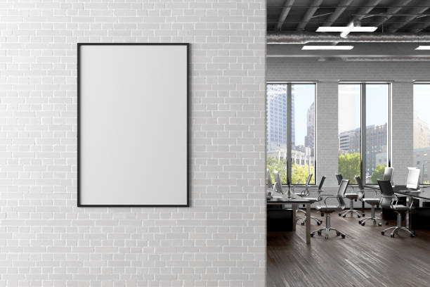 istock Blank poster mock up on the wall in office interior 1196966554