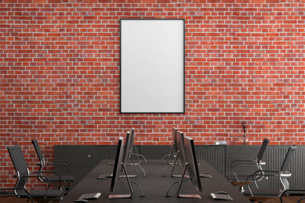 istock Blank poster mock up on the wall in office interior 1196966569