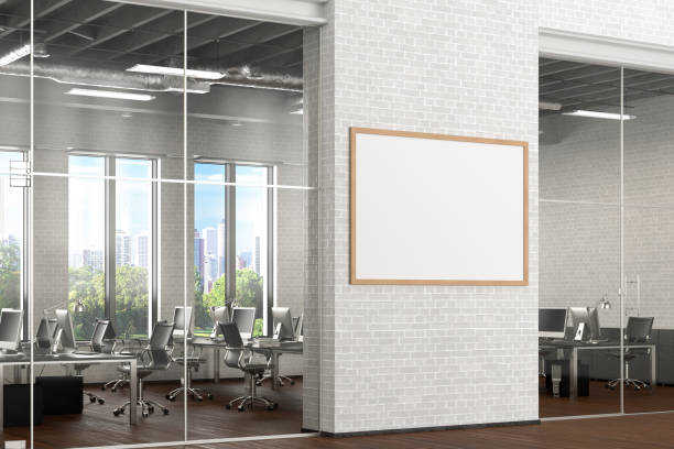 istock Blank poster mock up on the wall in office interior 1196966636