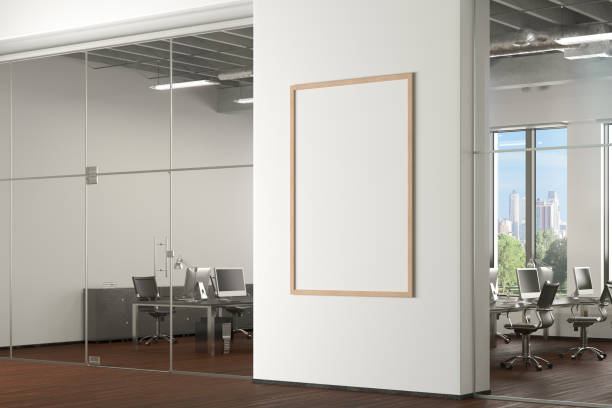 istock Blank poster mock up on the wall in office interior 1196966687