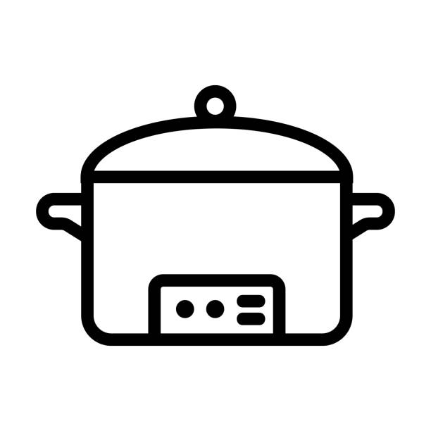 Slow cooker icon vector. Isolated contour symbol illustration Slow cooker icon vector. A thin line sign. Isolated contour symbol illustration tureen stock illustrations