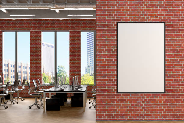 istock Blank poster mock up on the wall in office interior 1196966729
