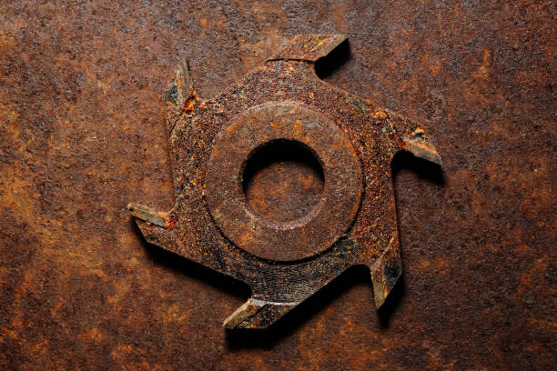 istock Old milling cutter on rusty metal background 1196971002