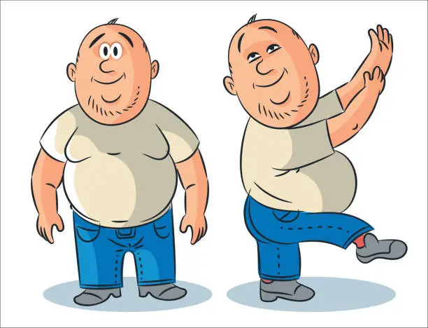 Vector illustration of Fat Man and Obesity