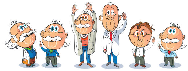 科学者と教授 - cartoon scientist professor mascot点のイラスト素材／クリップアート素材／マンガ素材／アイコン素材